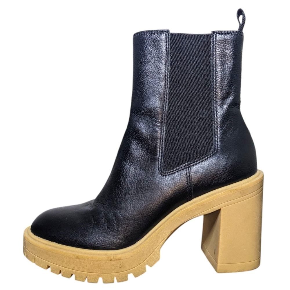Dolce Vita | Coen H20 Black Leather Ultra High Lug Sole Boots Women's Size 8.5